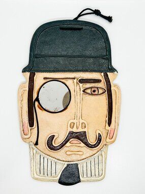 Vintage Weird Oddity Monocle Man Wall Mirror Art Dapper